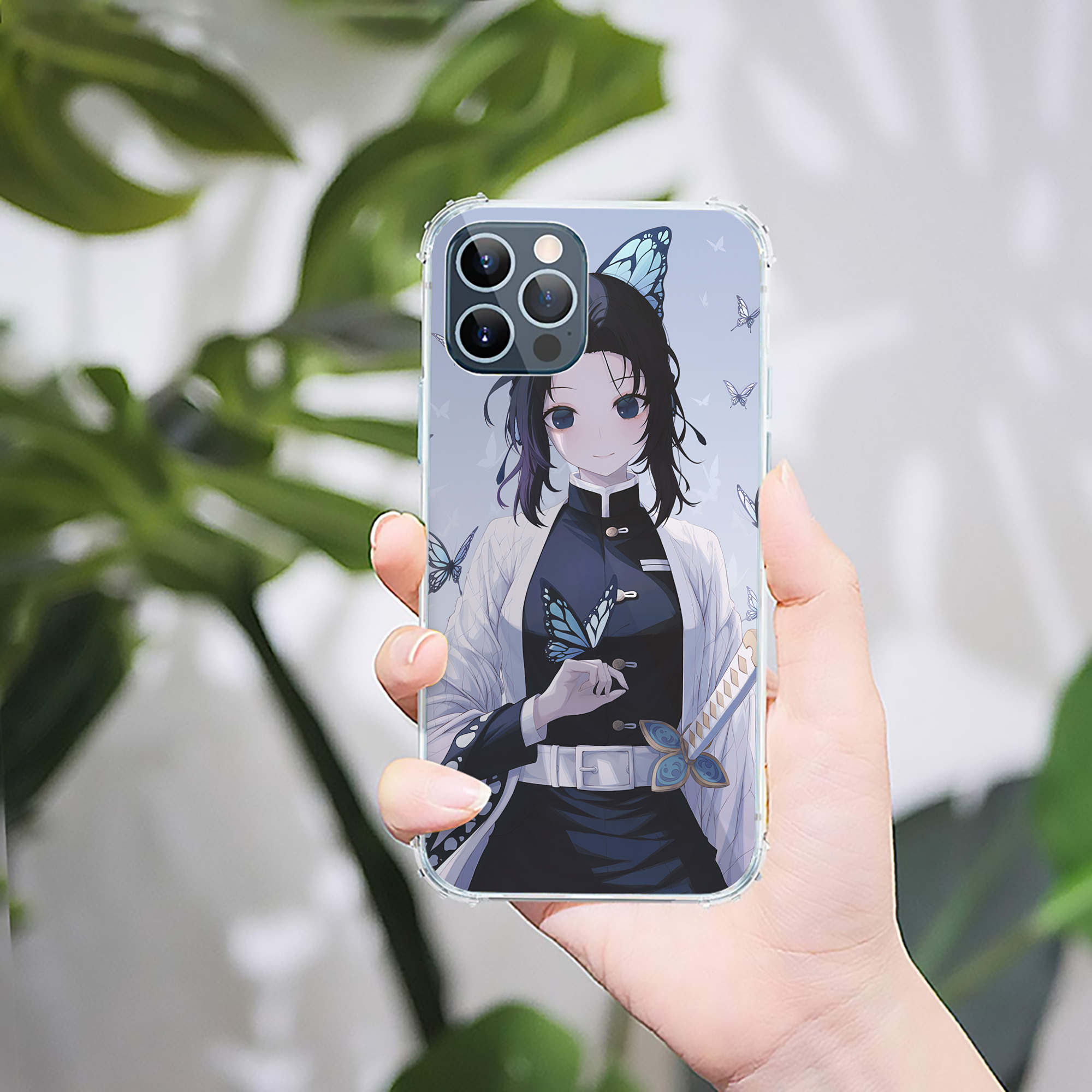 （画像用） 鬼滅の刃（きめつのやいば）蟲柱-胡蝶 しのぶ／こちょう しのぶ Kochou Shinobu 【iPhone 12シリーズ対応】透明スマホケース（クリアソフトケース）